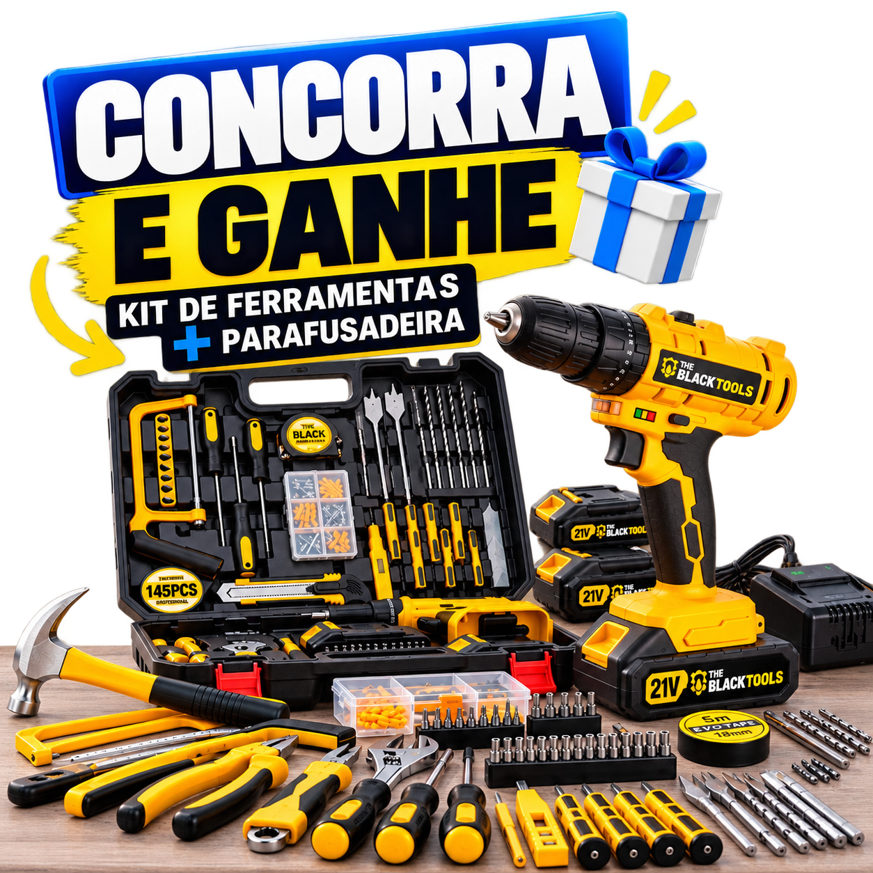 Concorra e Ganhe Kit de Ferramentas e Parafusadeira REDE TECNOS